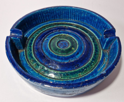 BITOSSI RIMINI BLAU MODERNIST GROSSER TISCH ZIGARRENASCHENBECHER