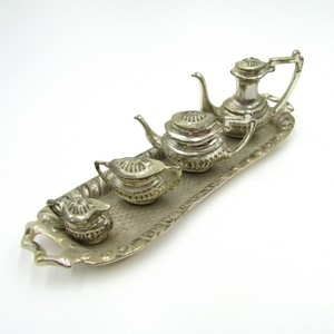vintage metal tea set