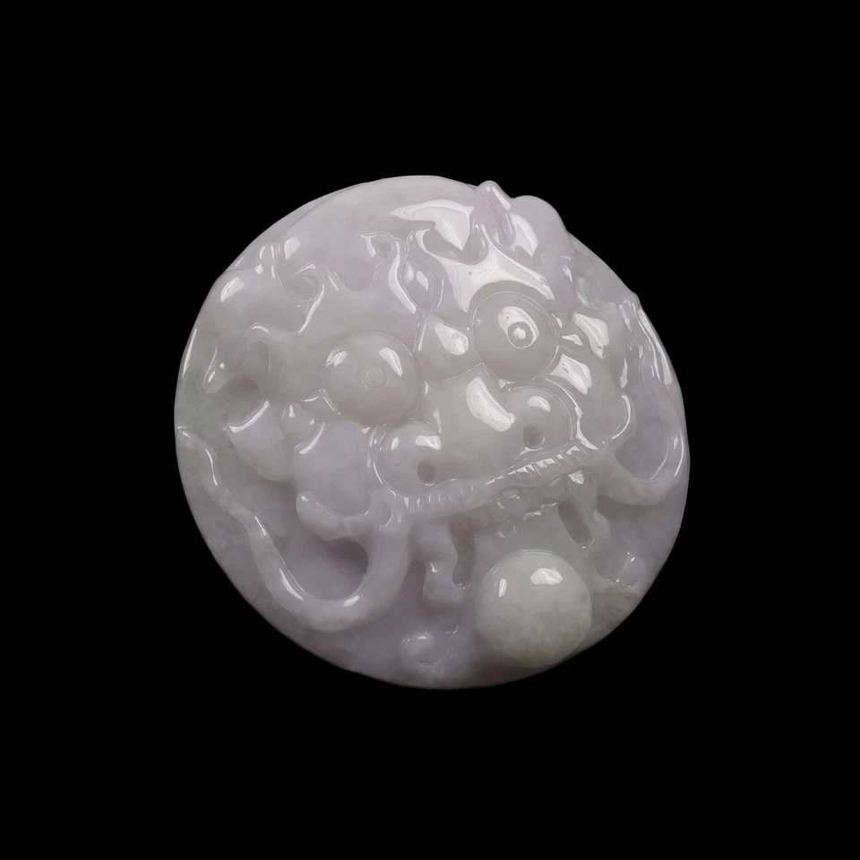 Certified Grade A 100% Natural Lavender Green Jadeite Jade Belt Buckle Dragon A1 - Image 3 of 4