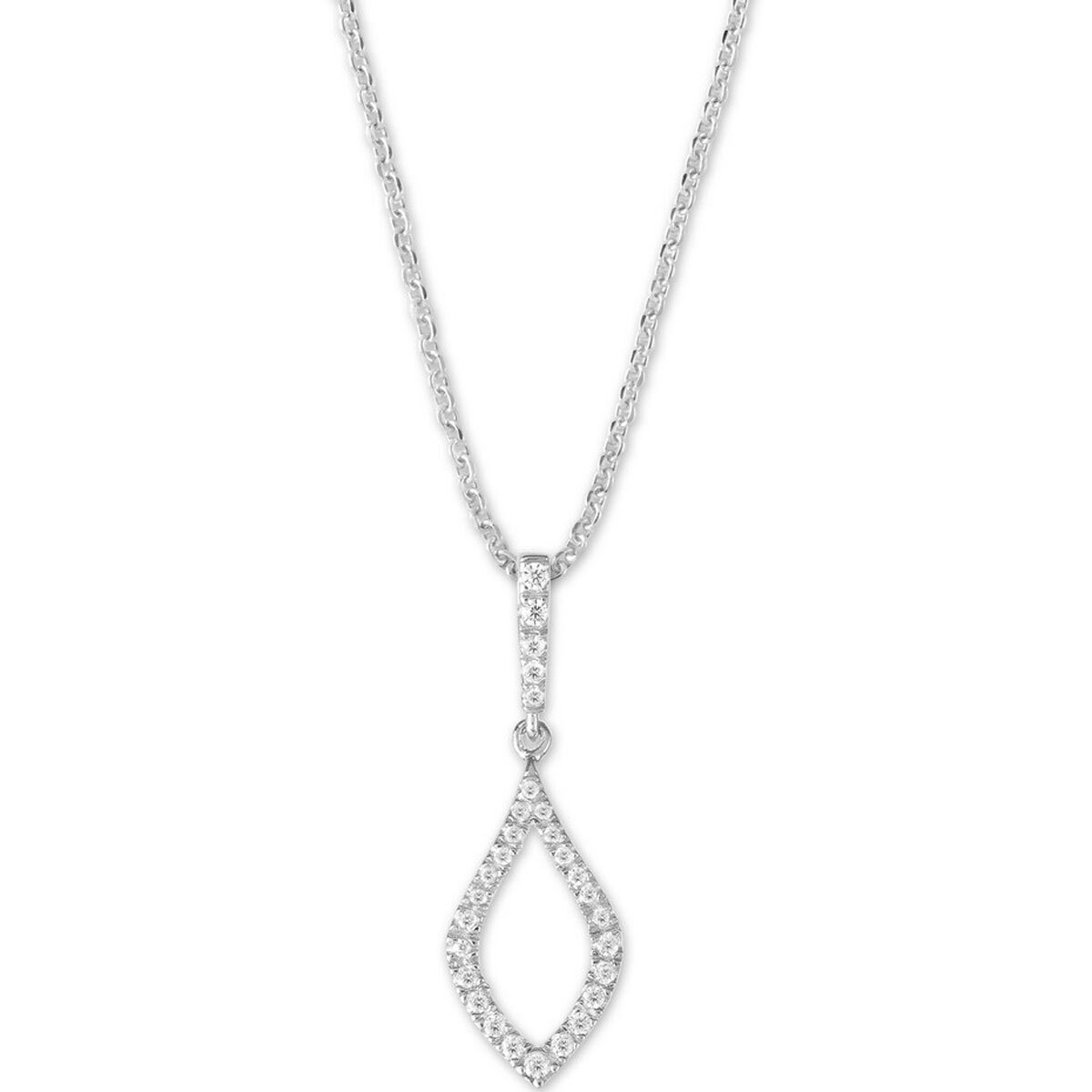 Классический женский кулон на цепочке из чистого серебра с белыми фианитами Open Marquise K-6915