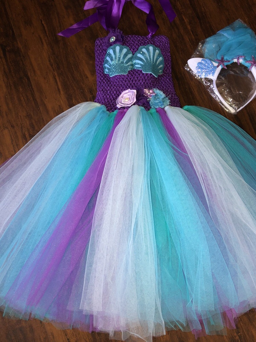Mermaid Tutu Costume girls 8-9y w/ headband Halloween/ Birthday Dress View 3