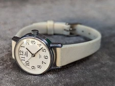 Vintage Timex Women's 22mm Silver Tone Indiglo Quartz Watch White Bands