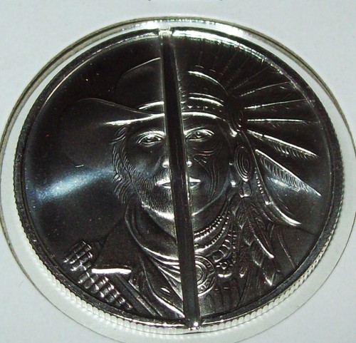 Elemetal Western Warrior 1 Troy Oz. .999 Fine Silver Round Cowboy Indian - Picture 3 of 3