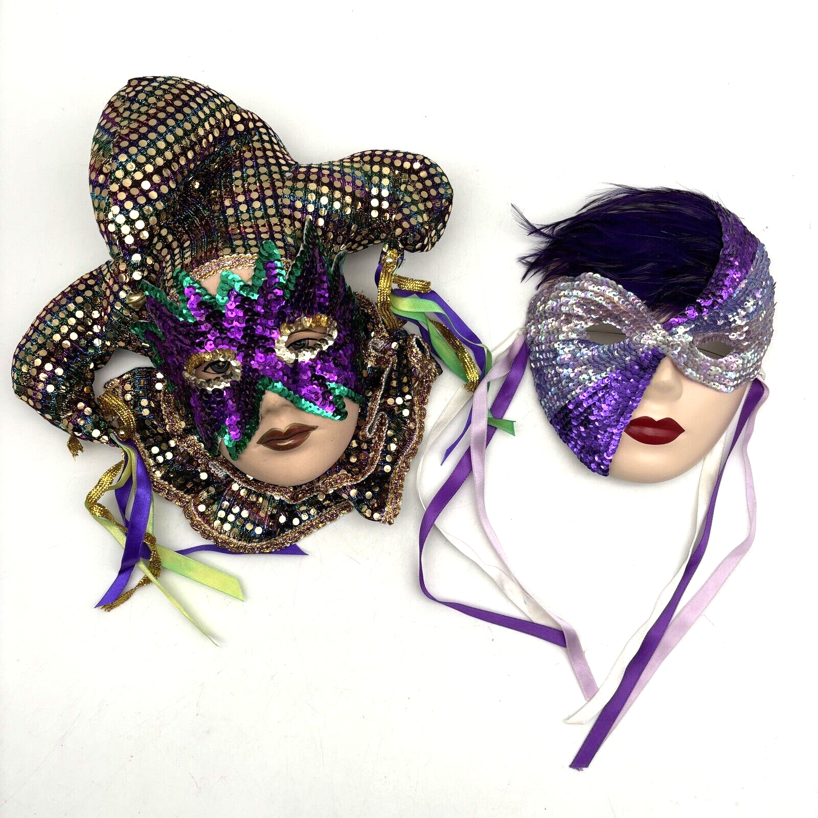 Vintage 90s Fancy Faces New Orleans Mardi Gras Jester and Harlequin Masks