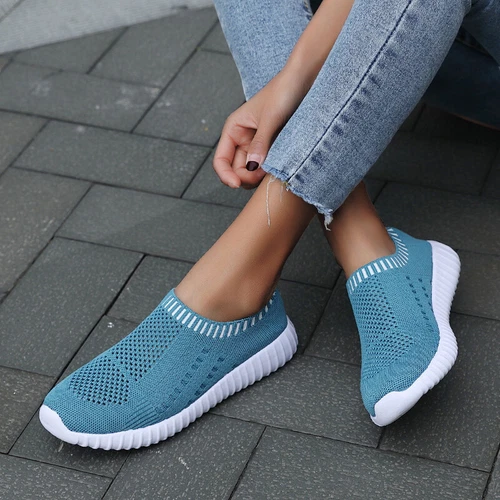Women Fitness Walking Shoes Ladies Slip On Trainer Flat Casual Gym Sock SneakerT - Picture 4 of 24