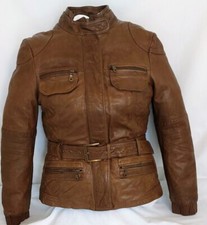 Next Superior Quality Soft Leather Belted Jacket Coat Midbrown Size 12