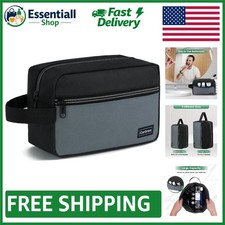 Compact Travel Toiletry Bag - Durable Polyester Makeup Organizer in Black
