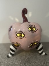 Tk Maxx Homesense Halloween light up eye pumpkin pastel pink black white stripe
