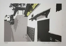 Print Old Townscape Lithograph