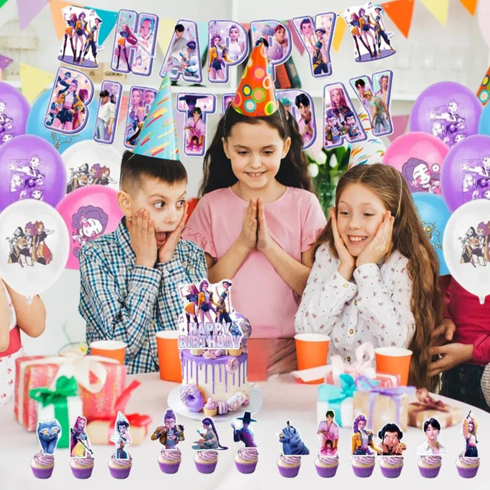 Huntrix KPop Demon Hunters Birthday Decorations Party Supplies for Girls Kids - Image 4 of 4