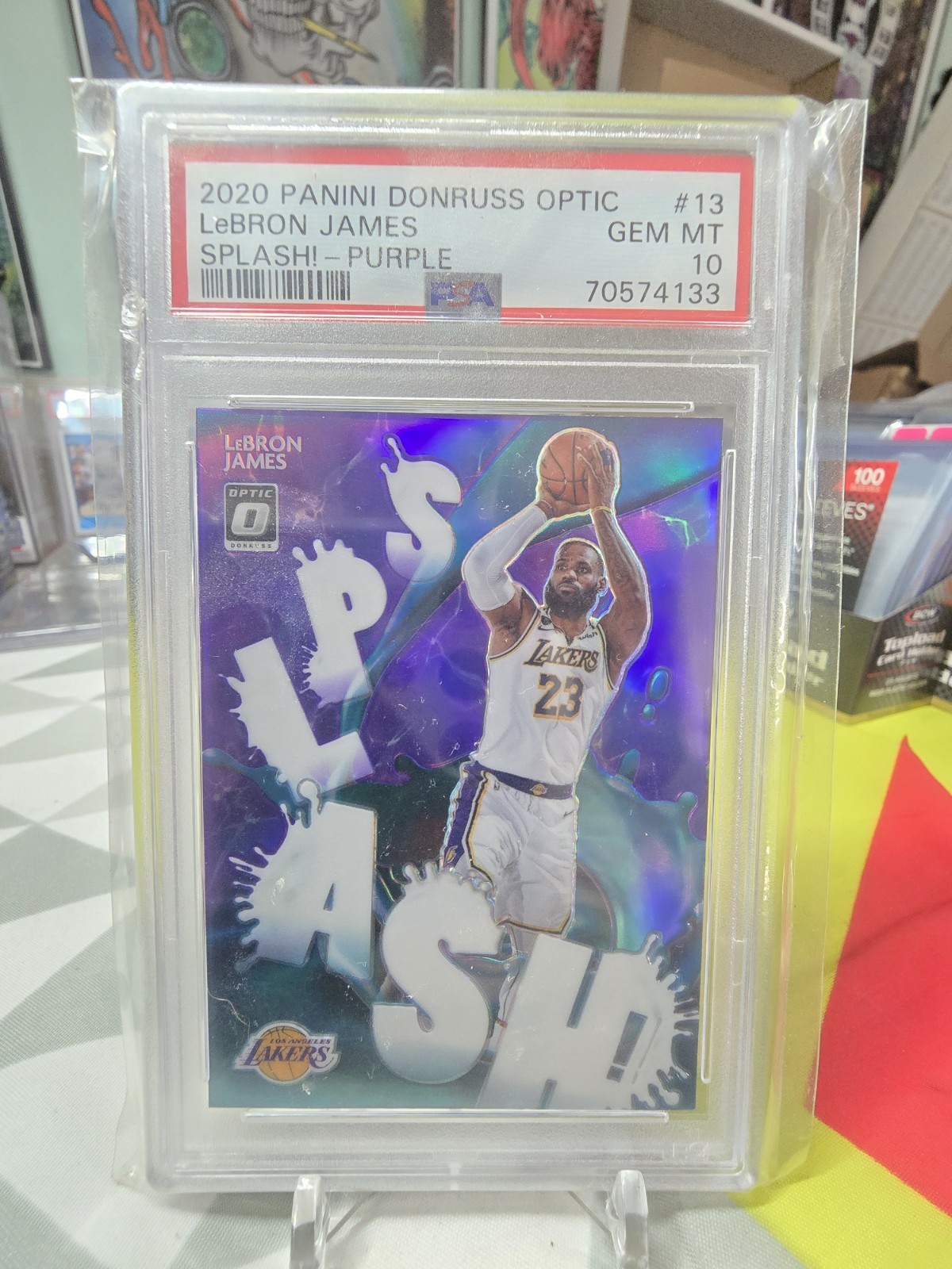 LeBron James 2020-21 Panini Donruss Optic #13 Splash Purple Prizm PSA 10 Lakers