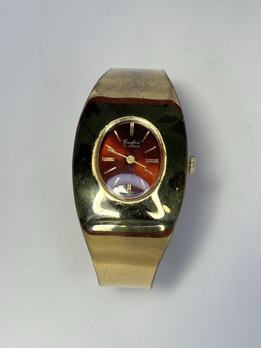 Orologio Crawford donna 21-Jewel Cuff Dress, quadrante rosso, raro regalo vintage per lei - Foto 7 di 9