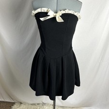Strapless Mini Dress Goth Lace Time S Black Bow