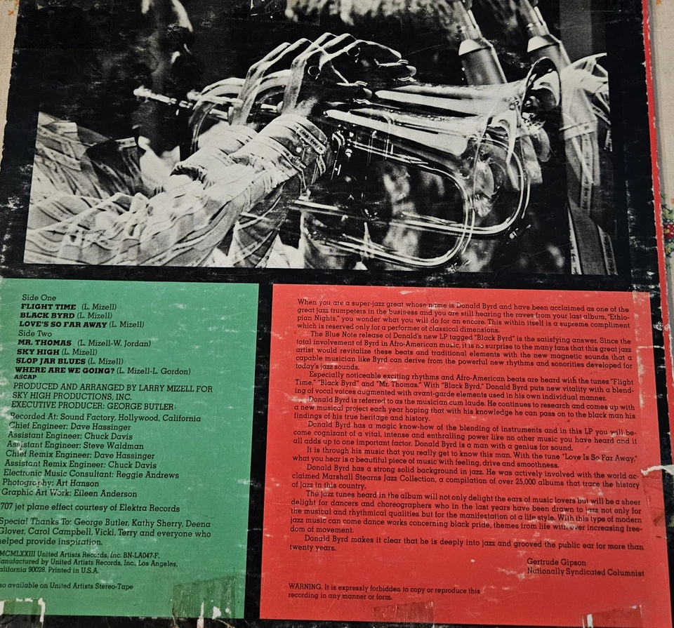 DONALD BYRD - BLACK BIRD ( LP ) BN-LA047-F Blue Note First US 1973 Black Text  - Image 2 of 4