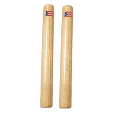 8 Inch Wood Claves, Puerto Rico Flag, Hand Percussion Instrument, Music, Rhythm