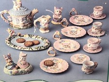 Bunnies In The Garden Tea Set Vintage 1994 - 23 Piece Hand Painted Display