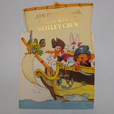 1979 Hallmark Pirate Ship Birthday Card Motley Crew Anthropomorphic Animals 8N