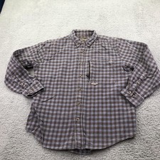 Drake Shirt Mens Medium Brown Plaid Long Sleeve Flannel Button Up Casual Outdoor