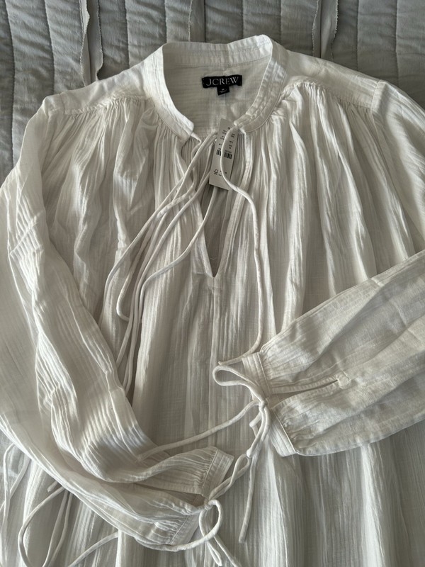 JCrew White Swim Cotton Sheer Caftan Medium Swim Lounge Wear NEW