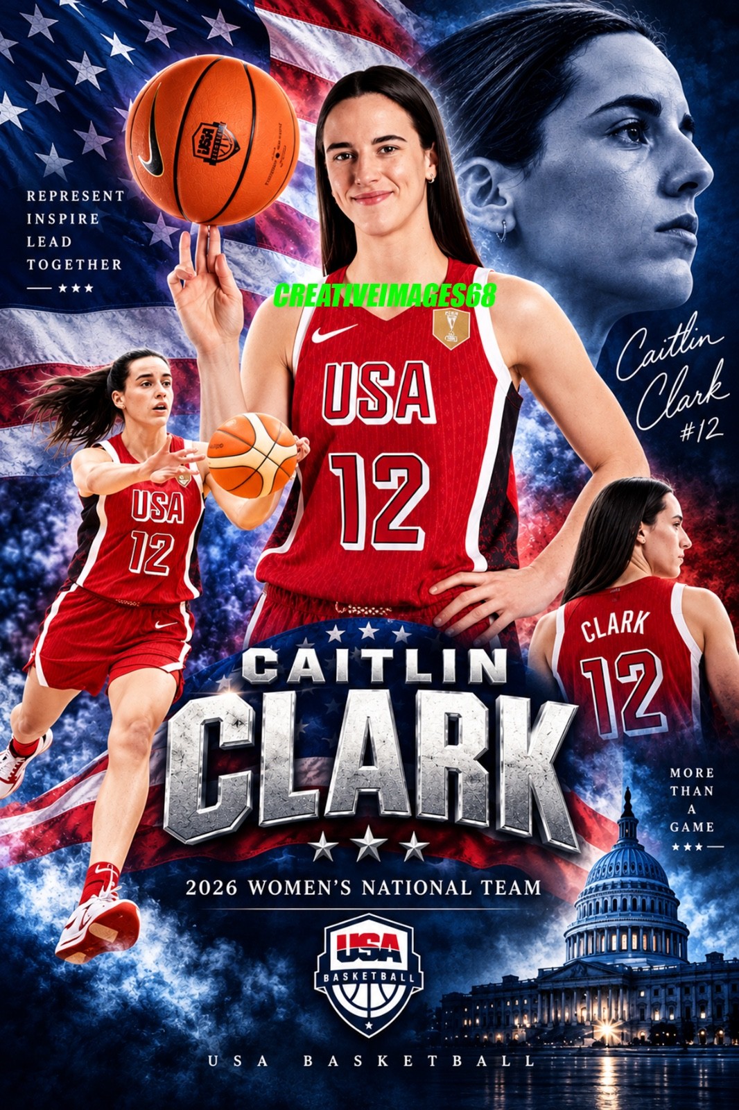 Caitlin Clark 2026 USA NATIONAL TEAM 4X6 GLOSSY CUSTOM PHOTO INDIANA FEVER