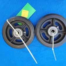 Set of 2 Industrial 6" x 1-1/2" Spoked Iron Wheel w/black rubber tread 1/2" Axle