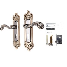 Chrome locking door handle set Mortice keyhole lock and keys included