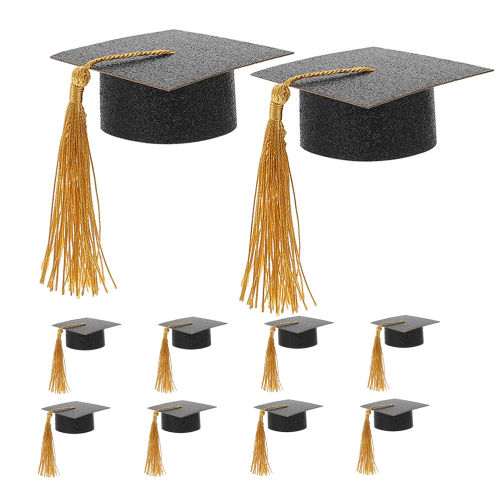 12-Piece Tassel Doctor Hat Graduation Cap Decor Bottle Toppers