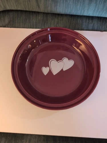 Fiestaware Trio of Hearts Pie Baker Fiesta  Retired Cinnabar Deep Dish Pan