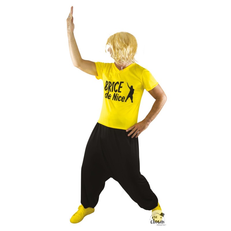 Déguisement Brice de Nice pantalon t-shirt jaune costume cosplay taille XS adulte enfant