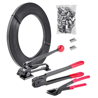 VEVOR Steel Banding Strapping Kit with 600 ft Binding Straps and 300 Metal Seals