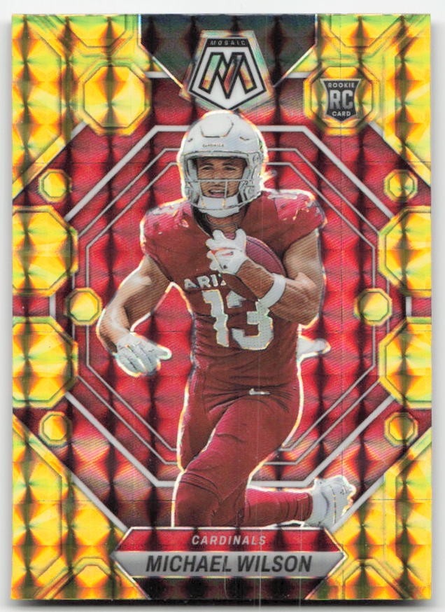 2023 Panini Mosaic #350 Michael Wilson Reactive Yellow Mosaic
