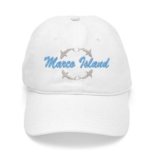 Marco Island with shark sharks embroidered on colorful cotton baseball cap hat