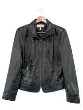 HEINE Lederjacke Damen Jacke Gr. DE 38 schwarz extravaganter Stil