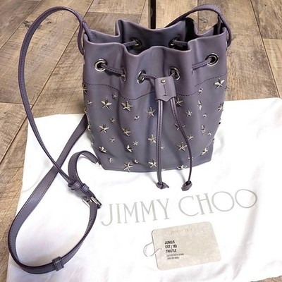 JIMMY CHOO Stern Nieten Leder Handtasche Umhängetasche Damen hell lila gut ge...