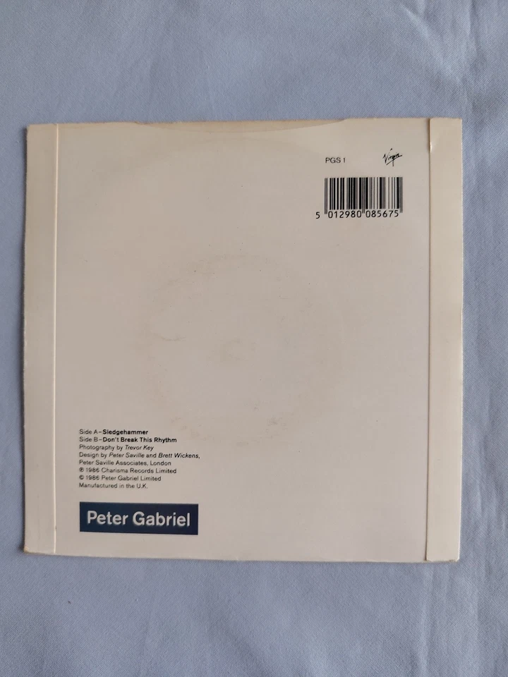 PETER GABRIEL "SLEDGEHAMMER" 1986 7" VINYL SINGLE IN A PICTURE SLEEVE - Image 3 of 4