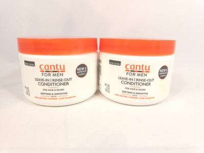 Cantu For Men Leave-In Rinse-Out Hair & Beard Conditioner 13oz 2-Pack New