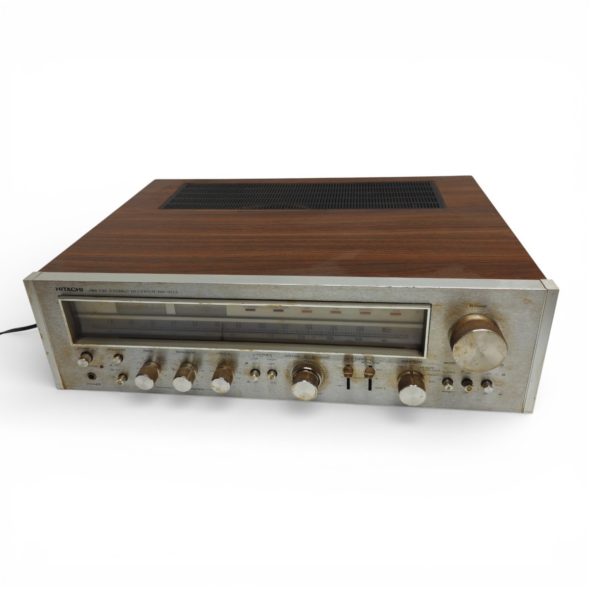 【稀少/通電OK】HITACHI ST-3200 アンティークテレビ インテリア Hitachi SR-903 AM FM Stereo Receiver Wood Case Classic Vintage