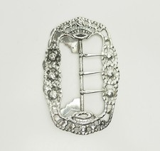 Ornate antique large sterling silver floral detail belt buckle
