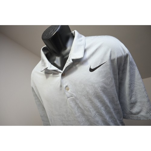 Nike Golf Polo Shirt Mens XXL Light Grey Dri-FIT Geometric Graphic Performance