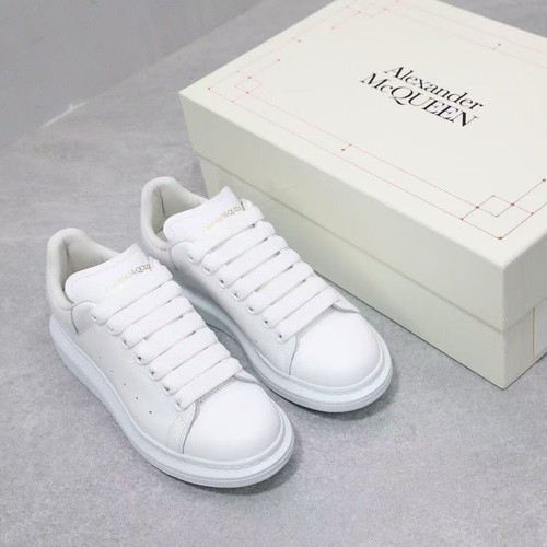 Alexander McQueen Oversized All White Leather Platform Sneakers Unisex Trainers