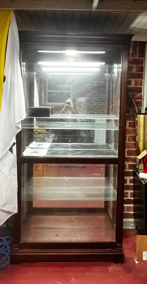 China Curio Gabinete Frontal Puertas Correderas Vidrio 4 Sheves 81x39x13 Espejo Luz Foto 4 de 4