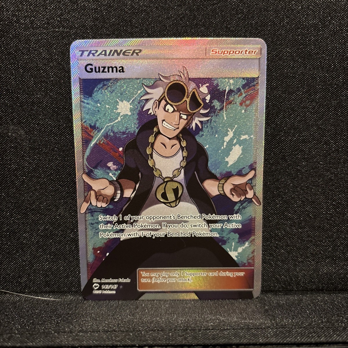 guzma pokemon card full art Pokemon TCG Guzma (Full Art) 143/147 Sm-Burning Shadows Holo Lightly Played