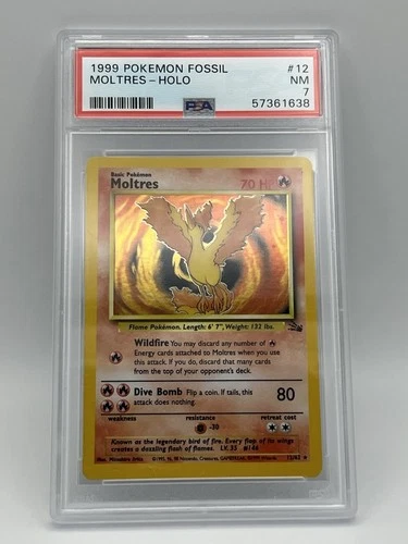 1999 Pokemon Fossil Moltres Holo #12 PSA 7 NM WOTC Vintage Holo Rare