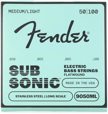 Fender 9050ML Stainless Steel Flatwound Bass Guitar Strings - .050-.100 Medium