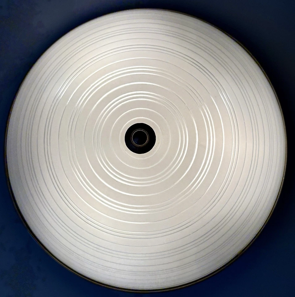 Lámpara de techo antigua Art Deco años 30 40 Edad Máquina Lightolier cúpula rasante remolino Foto 3 de 4