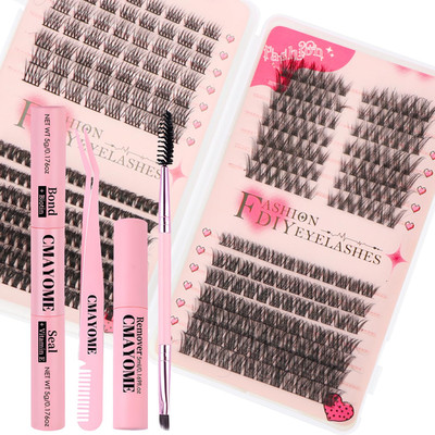 Wimpern Extensions Set, 30D 40D 50D 60D 80D 100D Volumen Cluster Lashes Mit 2-In