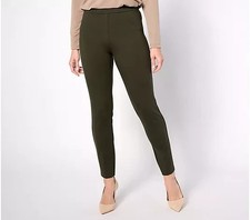 GRAVER Susan Graver Petite Status Stretch Slim Leg Ankle Pants Green XLP A623500
