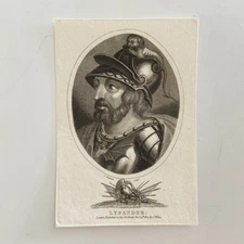 Antique 1807 Engraving of Lysander – Spartan Admiral in Classical Armor
