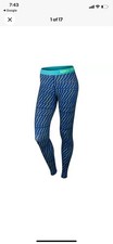 Nike Pro Leggings Womens Size XL Blue Core Bolt Print Compression 684665-455