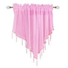 Beaded Sheer Windows Valance 51.1 in W x 23.6 in L, Scalloped Kitchen Curtain...